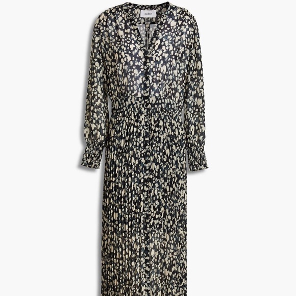 BA&SH Lisi pleated printed crepe maxi dress - Picture 1 of 5